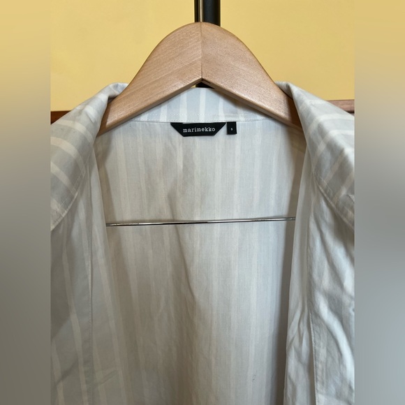 Marimekko Jokapoika Shirt Unisex Striped White and Light Gray Size S - Picture 11 of 16